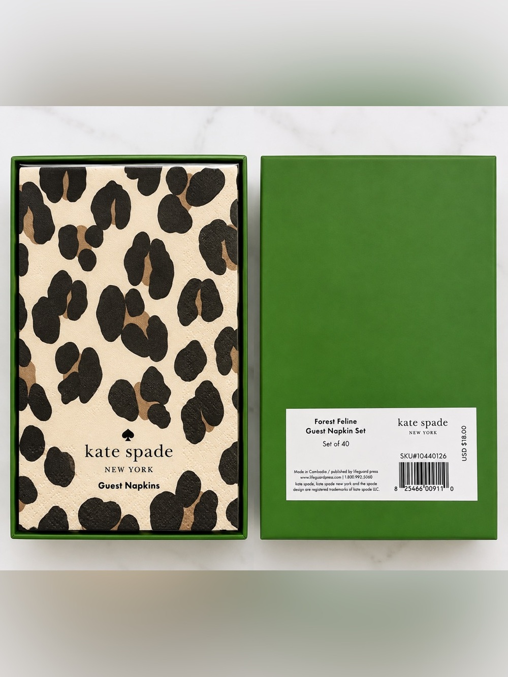 Kate Spade New York Forest Feline Leopard Guest Napkins Set of 40 NIB